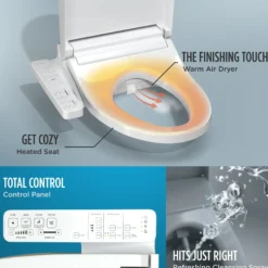 TOTO WASHLET KC2 Electronic Bidet Toilet Seat with Heated Seat and SoftClose Lid, Round, Cotton White, Plastic, SW3023#01
