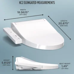 TOTO WASHLET KC2 Electronic Bidet Toilet Seat with Heated Seat and SoftClose Lid, Elongated, Cotton White, Plastic, SW3024#01