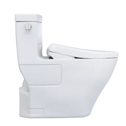 TOTO WASHLET+ Legato One-Piece Elongated 1.28 GPF Toilet with Auto Flush S7A Contemporary Bidet Seat, Cotton White, Vitreous China|Plastic, MW6244736CEFGA#01