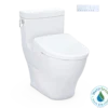TOTO WASHLET+ Legato One-Piece Elongated 1.28 GPF Toilet and Contemporary WASHLET S7A Contemporary Bidet Seat, Cotton White, Vitreous China|Plastic, MW6244736CEFG#01