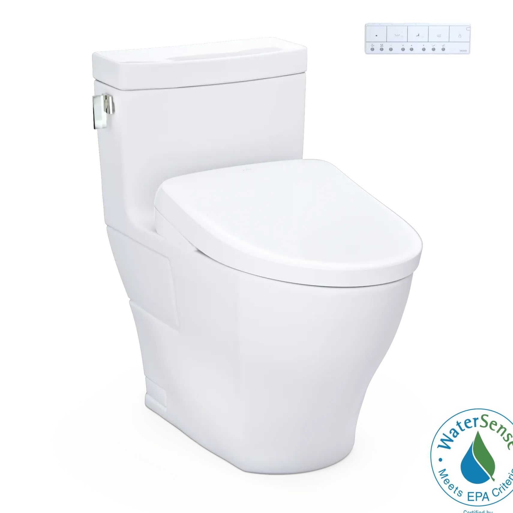 TOTO WASHLET+ Legato One-Piece Elongated 1.28 GPF Toilet with Auto Flush S7 Contemporary Bidet Seat, Cotton White, Vitreous China|Plastic, MW6244726CEFGA#01