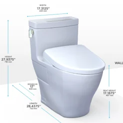 TOTO WASHLET+ Legato One-Piece Elongated 1.28 GPF Toilet with Auto Flush S7 Contemporary Bidet Seat, Cotton White, Vitreous China|Plastic, MW6244726CEFGA#01