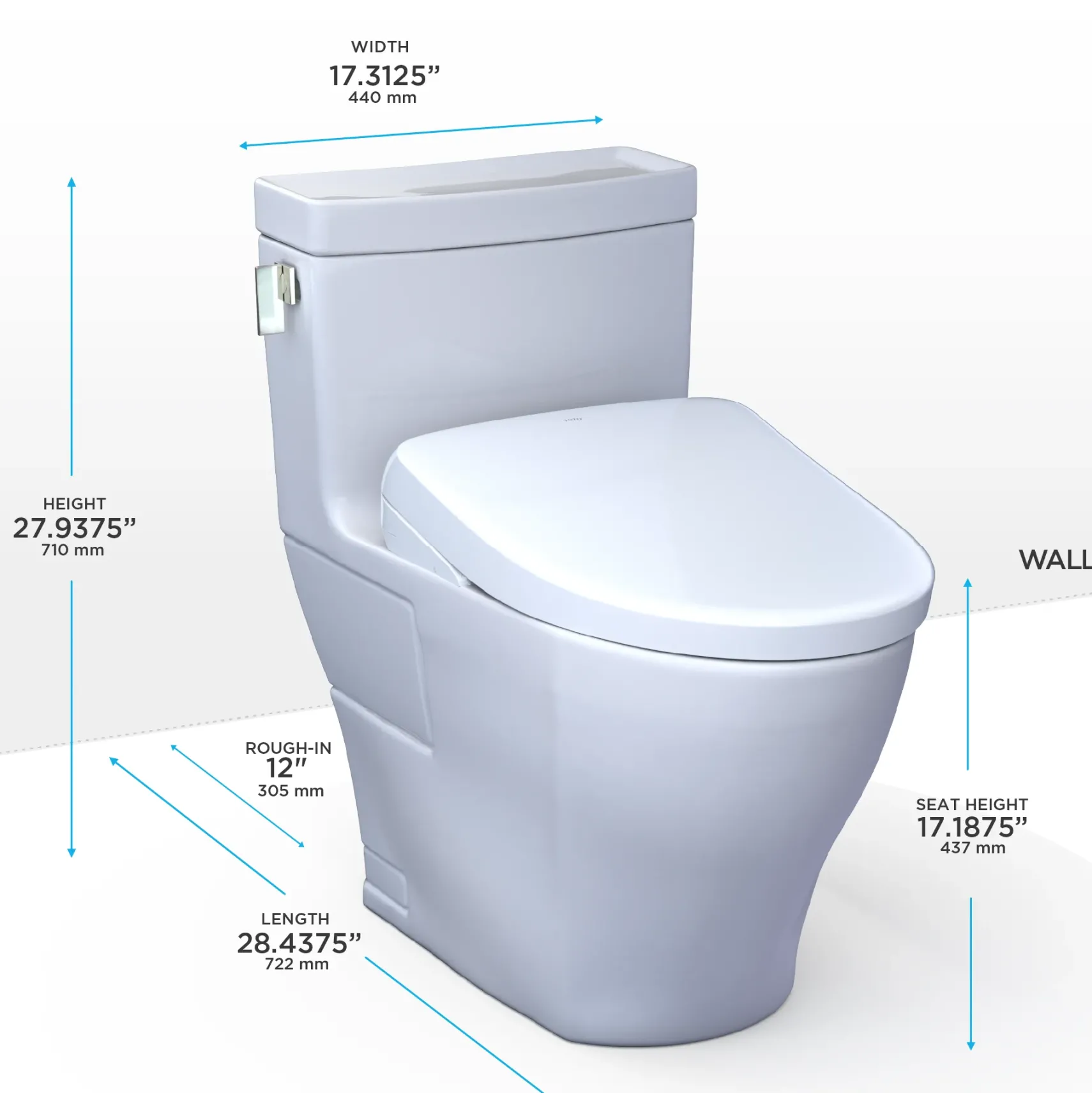 TOTO WASHLET+ Legato One-Piece Elongated 1.28 GPF Toilet with Auto Flush S7 Contemporary Bidet Seat, Cotton White, Vitreous China|Plastic, MW6244726CEFGA#01