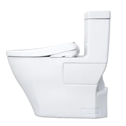 TOTO WASHLET+ Legato One-Piece Elongated 1.28 GPF Toilet with Auto Flush S7 Contemporary Bidet Seat, Cotton White, Vitreous China|Plastic, MW6244726CEFGA#01