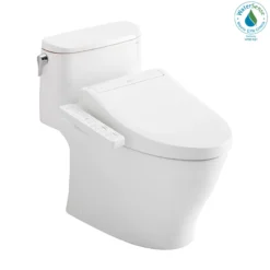 TOTO WASHLET+ Nexus 1G One-Piece Elongated 1.0 GPF Toilet and WASHLET C2 Bidet Seat, Cotton White, Vitreous China|Plastic, MW6423074CUFG#01