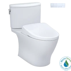 TOTO WASHLET+ Nexus 1G Two-Piece Elongated 1.0 GPF Toilet with Auto Flush S7A Contemporary Bidet Seat, Cotton White, Vitreous China|Plastic, MW4424736CUFGA#01