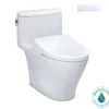 TOTO WASHLET+ Nexus One-Piece Elongated 1.28 GPF Toilet with Auto Flush S7A Contemporary Bidet Seat, Cotton White, Vitreous China|Plastic, MW6424736CEFGA#01