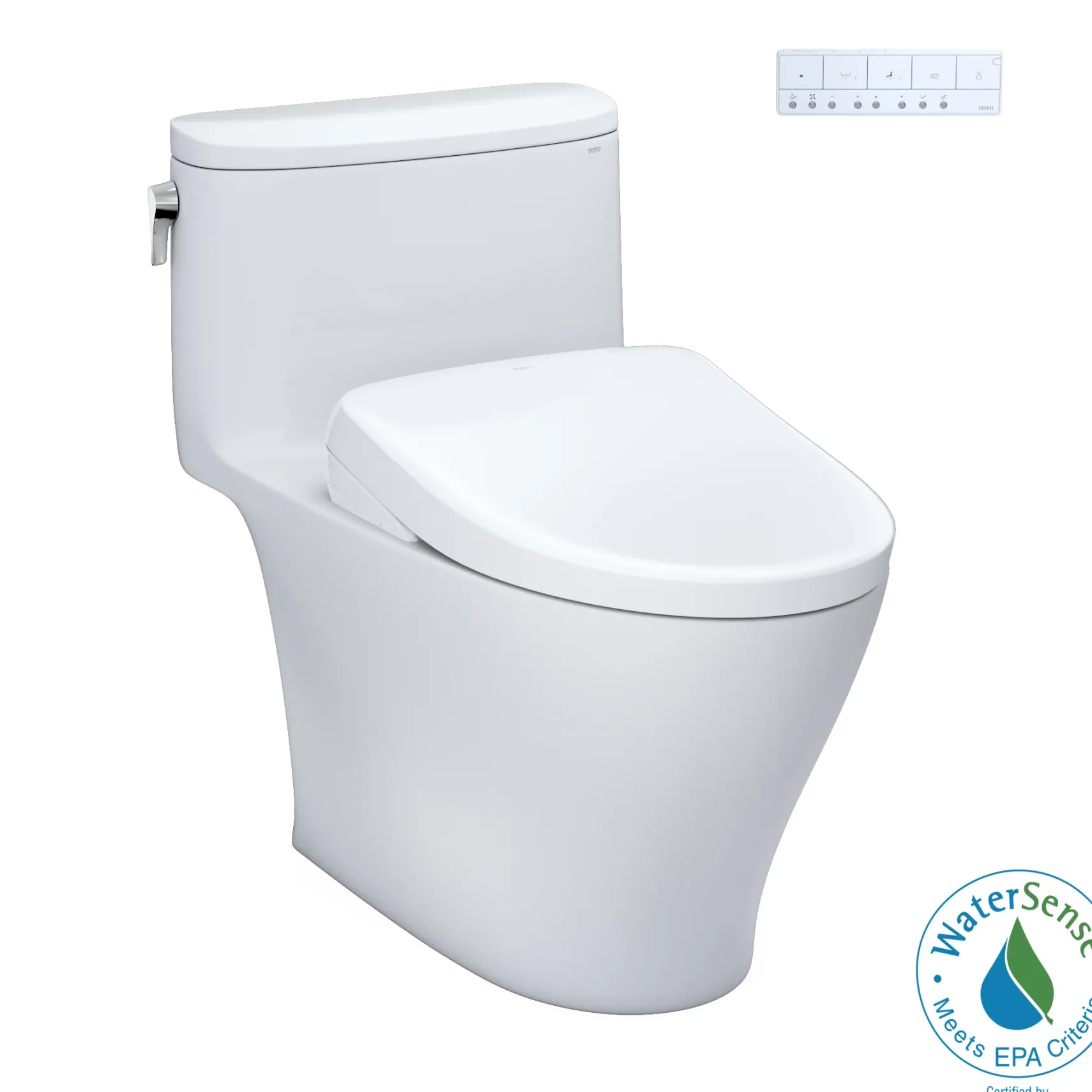 TOTO WASHLET+ Nexus One-Piece Elongated 1.28 GPF Toilet with Auto Flush S7A Contemporary Bidet Seat, Cotton White, Vitreous China|Plastic, MW6424736CEFGA#01