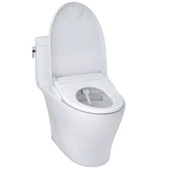 TOTO WASHLET+ Nexus One-Piece Elongated 1.28 GPF Toilet with Auto Flush S7A Contemporary Bidet Seat, Cotton White, Vitreous China|Plastic, MW6424736CEFGA#01