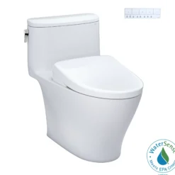 TOTO WASHLET+ Nexus One-Piece Elongated 1.28 GPF Toilet with S7 Contemporary Bidet Seat, Cotton White, Vitreous China|Plastic, MW6424726CEFG#01