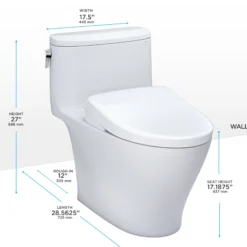 TOTO WASHLET+ Nexus One-Piece Elongated 1.28 GPF Toilet with S7 Contemporary Bidet Seat, Cotton White, Vitreous China|Plastic, MW6424726CEFG#01