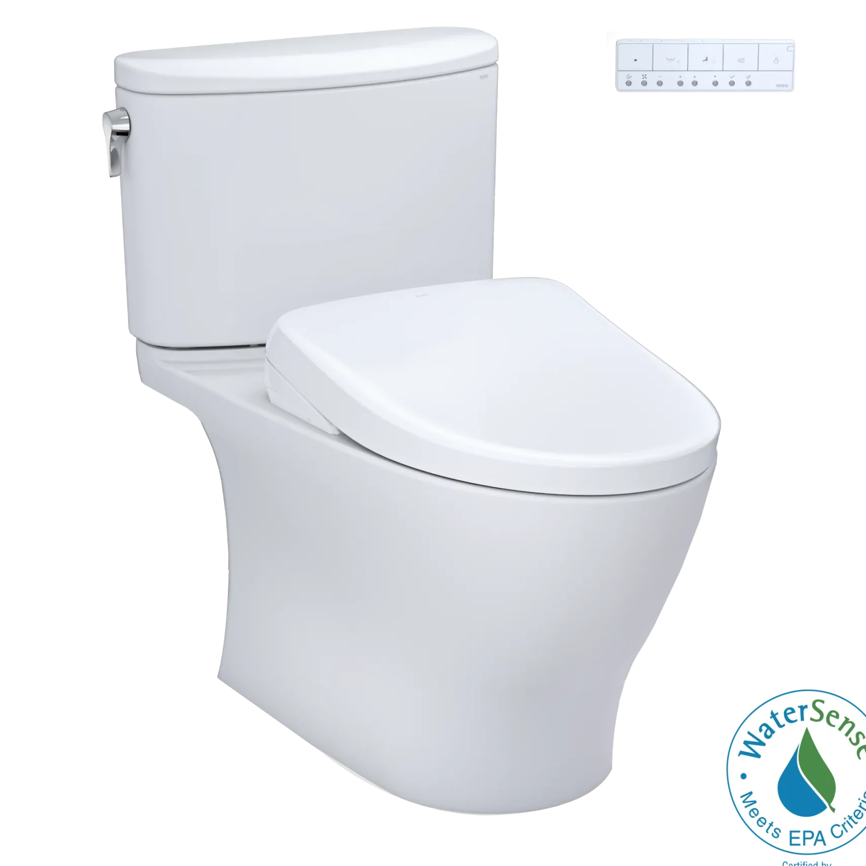 TOTO WASHLET+ Nexus Two-Piece Elongated 1.28 GPF Toilet with Auto Flush S7 Contemporary Bidet Seat, Cotton White, Vitreous China|Plastic, MW4424726CEFGA#01