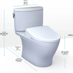 TOTO WASHLET+ Nexus Two-Piece Elongated 1.28 GPF Toilet with Auto Flush S7 Contemporary Bidet Seat, Cotton White, Vitreous China|Plastic, MW4424726CEFGA#01