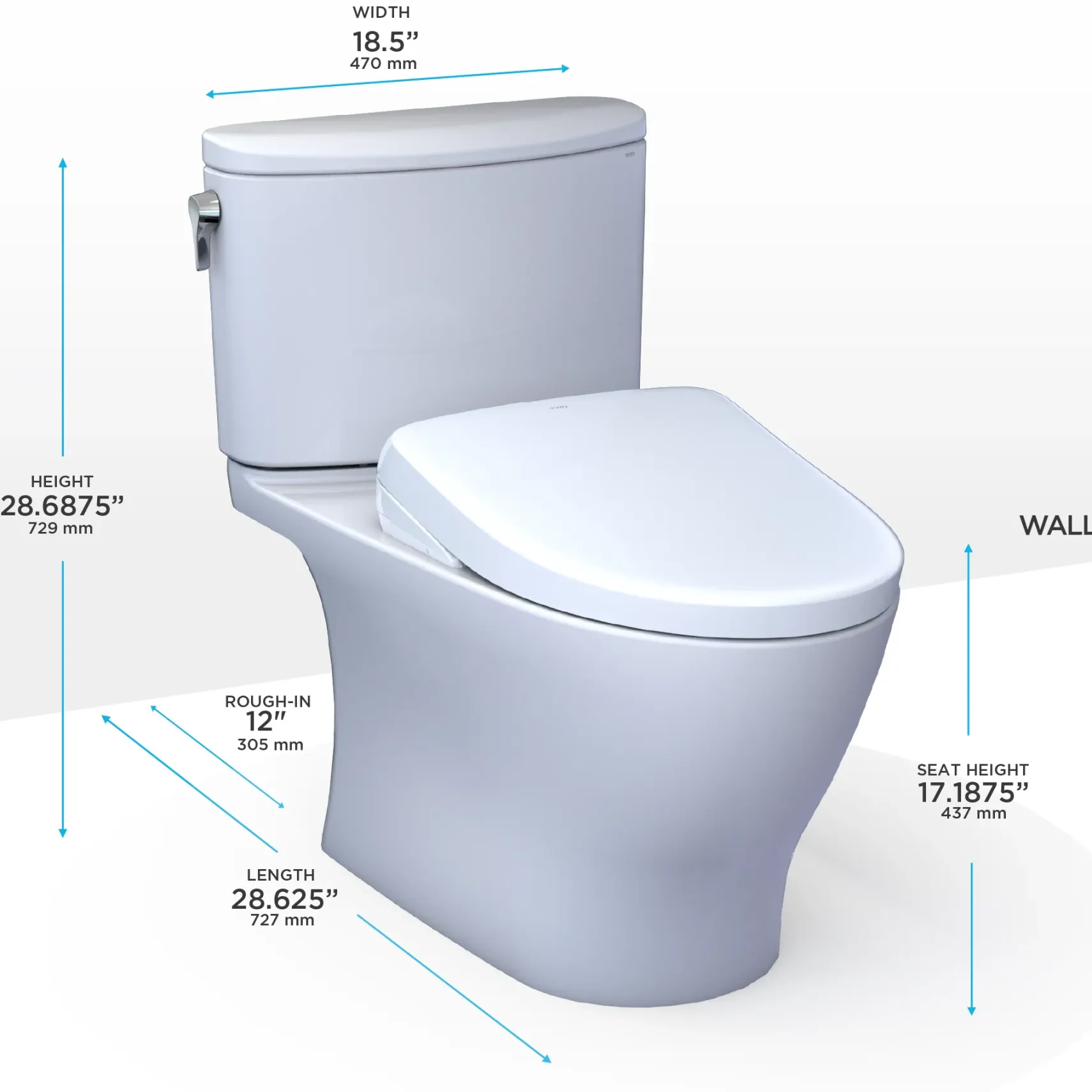TOTO WASHLET+ Nexus Two-Piece Elongated 1.28 GPF Toilet with Auto Flush S7A Contemporary Bidet Seat, Cotton White, Vitreous China|Plastic, MW4424736CEFGA#01