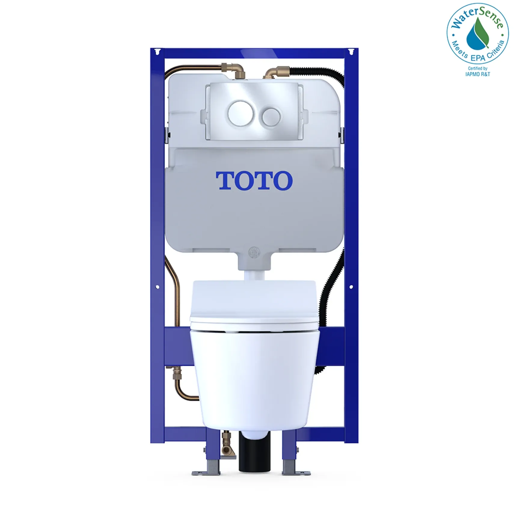 TOTO WASHLET+ RP Wall-Hung D-Shape Toilet with RX Bidet Seat and DuoFit In-Wall 1.28 and 0.9 GPF Dual-Flush Tank System, Matte Silver, Vitreous China|Steel|Plastic, CWT4474047CMFG#MS