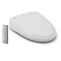 TOTO WASHLET S300e Electronic Bidet Toilet Seat with EWATER+ Cleansing, Round, Cotton White, Plastic, SW573#01