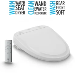 TOTO WASHLET S300e Electronic Bidet Toilet Seat with EWATER+ Cleansing, Round, Cotton White, Plastic, SW573#01
