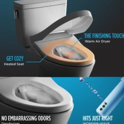 TOTO WASHLET S300e Electronic Bidet Toilet Seat with EWATER+ Cleansing, Round, Sedona Beige, Plastic, SW573#12