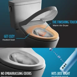 TOTO WASHLET S350e Electronic Bidet Toilet Seat with Auto Open and Close and EWATER+ Cleansing, Round, Sedona Beige, Plastic, SW583#12