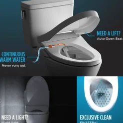 TOTO WASHLET S350e Electronic Bidet Toilet Seat with Auto Open and Close and EWATER+ Cleansing, Round, Sedona Beige, Plastic, SW583#12