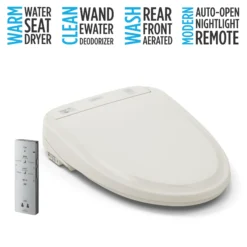 TOTO WASHLET S350e Electronic Bidet Toilet Seat with Auto Open and Close and EWATER+ Cleansing, Round, Sedona Beige, Plastic, SW583#12