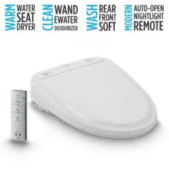 TOTO WASHLET S350e Electronic Bidet Toilet Seat with Auto Open and Close and EWATER+ Cleansing, Round, Cotton White, Plastic, SW583#01
