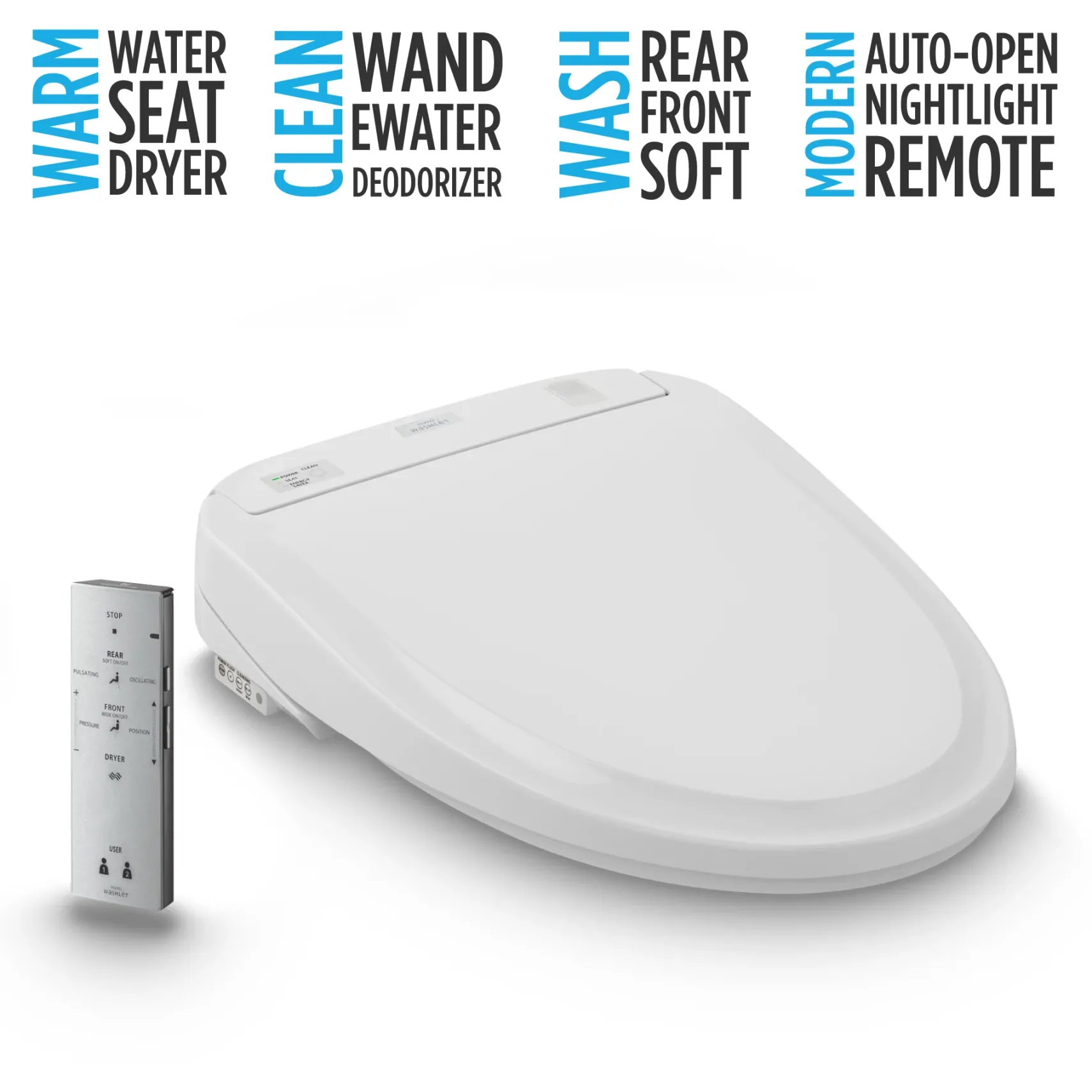 TOTO WASHLET S350e Electronic Bidet Toilet Seat with Auto Open and Close and EWATER+ Cleansing, Round, Cotton White, Plastic, SW583#01