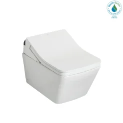 TOTO WASHLET+ SP Wall-Hung Square-Shape Toilet with SX Bidet Seat and DuoFit In-Wall 1.28 and 0.9 GPF Auto Dual-Flush Tank System, Matte Silver, Vitreous China|Steel|Plastic, CWT4494049CMFGA#MS