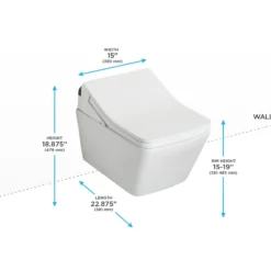 TOTO WASHLET+ SP Wall-Hung Square-Shape Toilet with SX Bidet Seat and DuoFit In-Wall 1.28 and 0.9 GPF Auto Dual-Flush Tank System, Matte Silver, Vitreous China|Steel|Plastic, CWT4494049CMFGA#MS