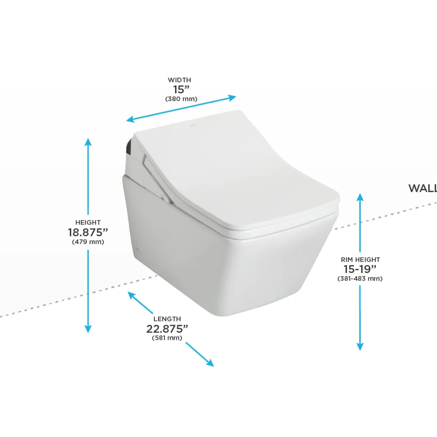 TOTO WASHLET+ SP Wall-Hung Square-Shape Toilet with SX Bidet Seat and DuoFit In-Wall 1.28 and 0.9 GPF Auto Dual-Flush Tank System, Matte Silver, Vitreous China|Steel|Plastic, CWT4494049CMFGA#MS