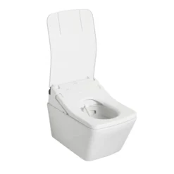 TOTO WASHLET+ SP Wall-Hung Square-Shape Toilet with SX Bidet Seat and DuoFit In-Wall 1.28 and 0.9 GPF Auto Dual-Flush Tank System, Matte Silver, Vitreous China|Steel|Plastic, CWT4494049CMFGA#MS