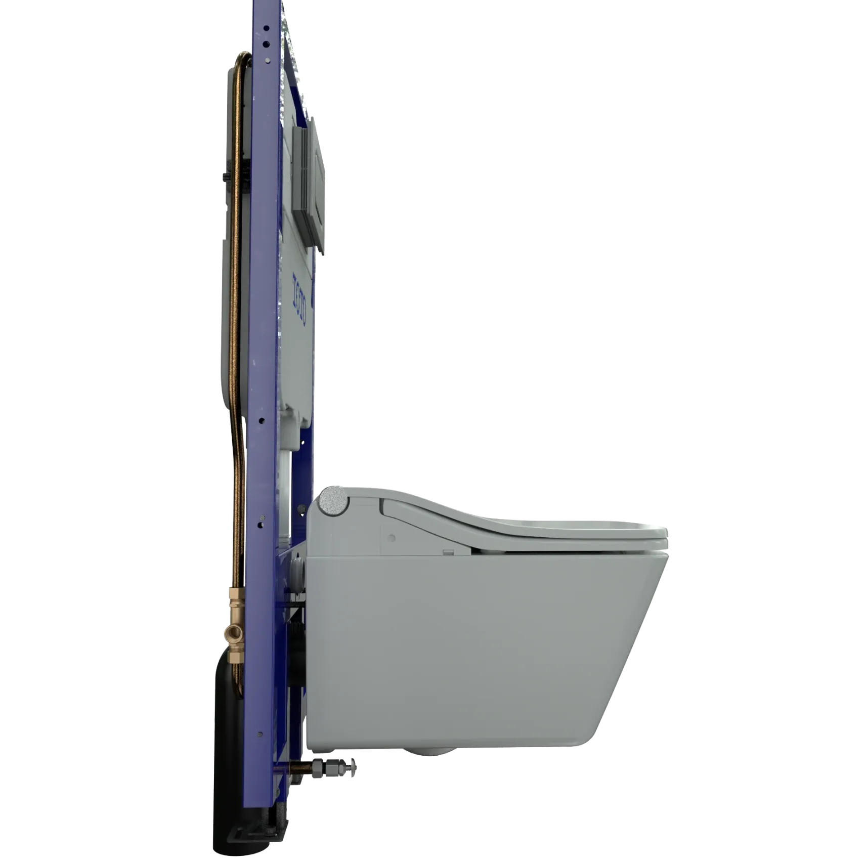 TOTO WASHLET+ SP Wall-Hung Square-Shape Toilet with SW Bidet Seat and DuoFit In-Wall 1.28 and 0.9 GPF Dual-Flush Tank System, Matte Silver, Vitreous China|Plastic|Steel, Cotton White, CWT4494549CMFGA#MS
