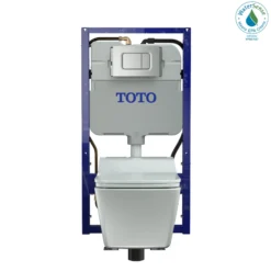 TOTO WASHLET+ SP Wall-Hung Square-Shape Toilet with SW Bidet Seat and DuoFit In-Wall 1.28 and 0.9 GPF Dual-Flush Tank System, Matte Silver, Vitreous China|Plastic|Steel, Cotton White, CWT4494549CMFGA#MS