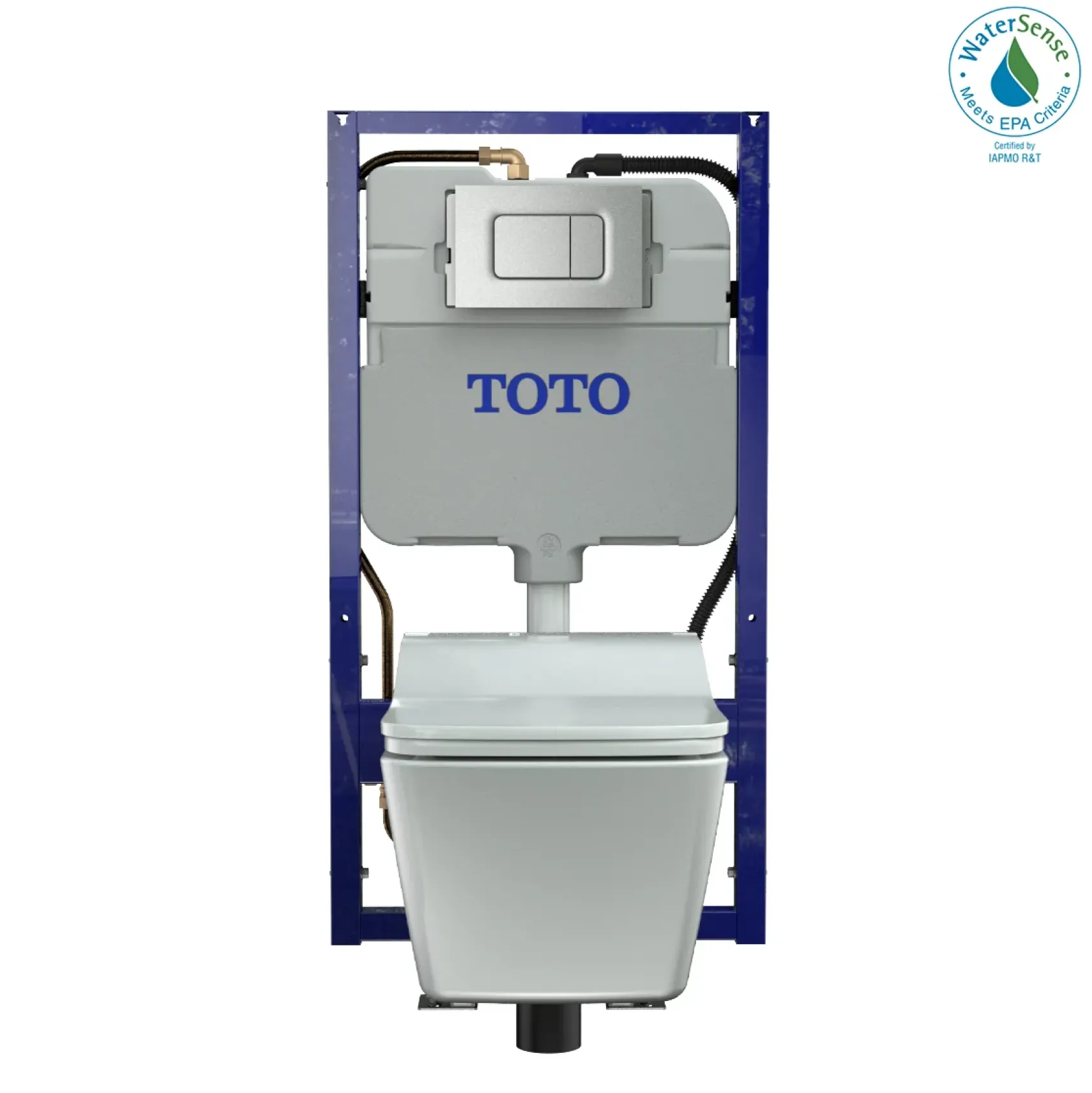 TOTO WASHLET+ SP Wall-Hung Square-Shape Toilet with SW Bidet Seat and DuoFit In-Wall 1.28 and 0.9 GPF Dual-Flush Tank System, Matte Silver, Vitreous China|Plastic|Steel, Cotton White, CWT4494549CMFGA#MS