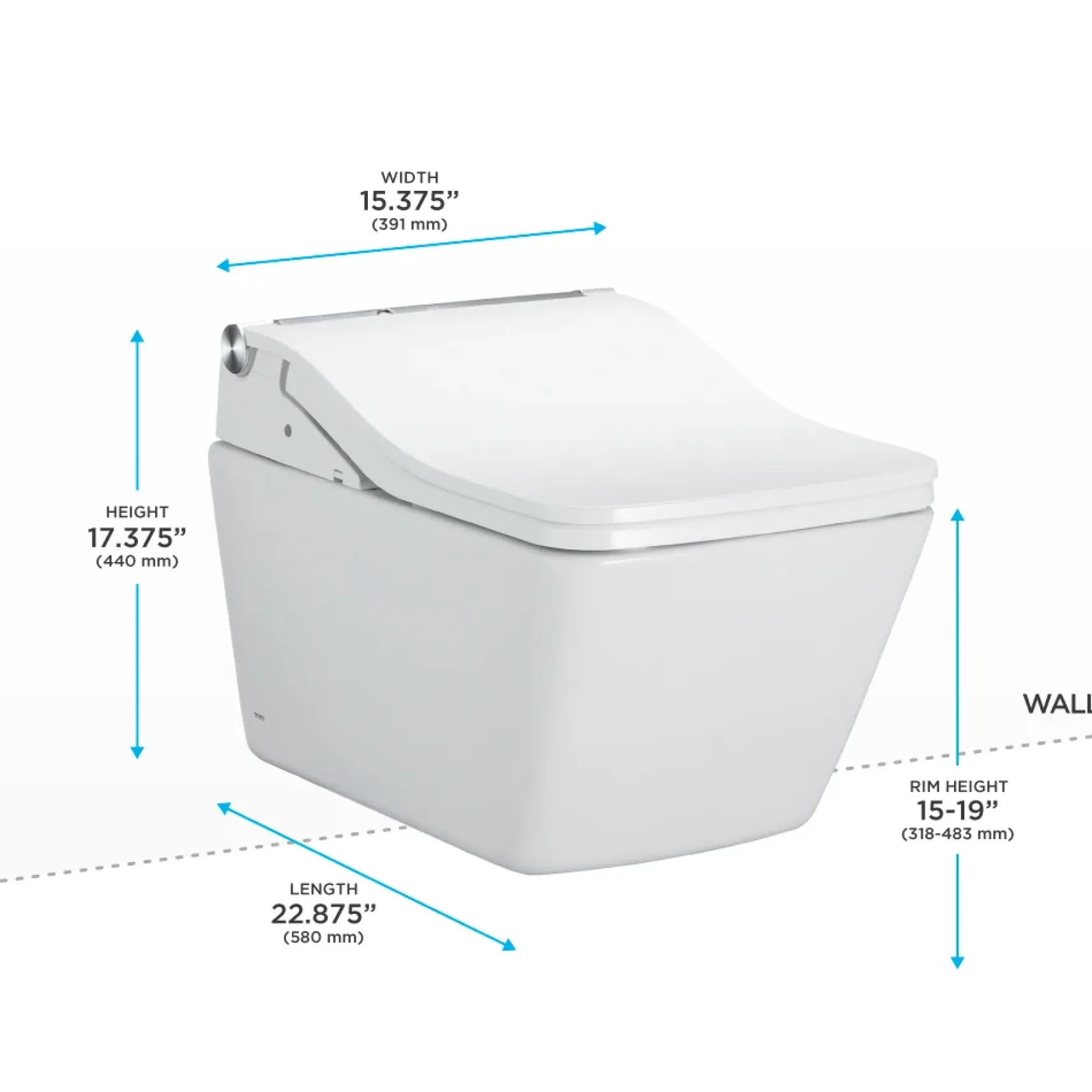 TOTO WASHLET+ SP Wall-Hung Square-Shape Toilet with SW Bidet Seat and DuoFit In-Wall 1.28 and 0.9 GPF Dual-Flush Tank System, Matte Silver, Vitreous China|Plastic|Steel, Cotton White, CWT4494549CMFGA#MS