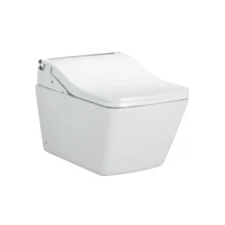 TOTO WASHLET+ SP Wall-Hung Square-Shape Toilet with SW Bidet Seat and DuoFit In-Wall 1.28 and 0.9 GPF Dual-Flush Tank System, Matte Silver, Vitreous China|Plastic|Steel, Cotton White, CWT4494549CMFGA#MS