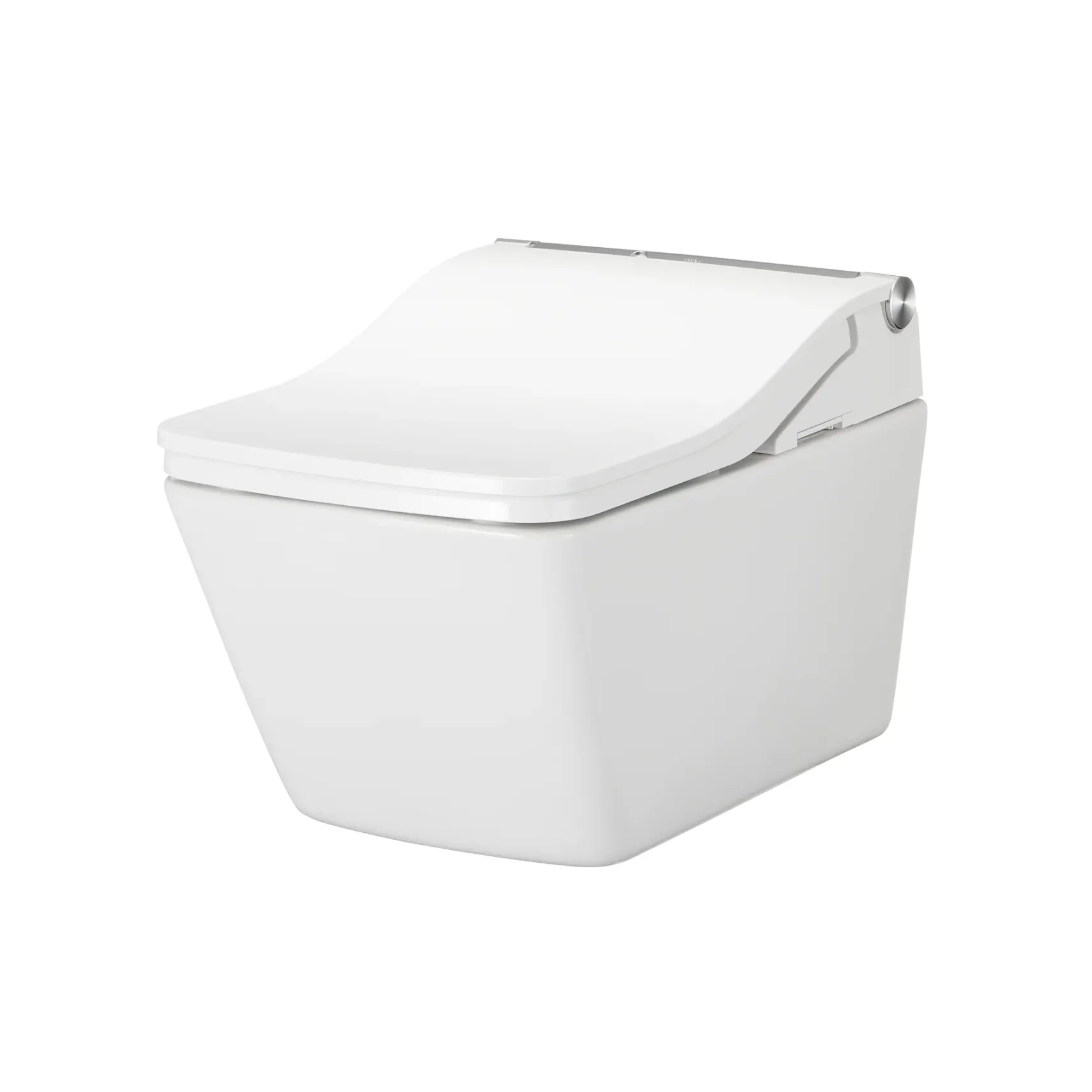 TOTO WASHLET+ SP Wall-Hung Square-Shape Toilet with SW Bidet Seat and DuoFit In-Wall 1.28 and 0.9 GPF Dual-Flush Tank System, Matte Silver, Vitreous China|Plastic|Steel, Cotton White, CWT4494549CMFGA#MS