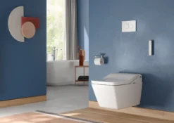 TOTO WASHLET+ SP Wall-Hung Square-Shape Toilet with SW Bidet Seat and DuoFit In-Wall 1.28 and 0.9 GPF Dual-Flush Tank System, Matte Silver, Vitreous China|Plastic|Steel, Cotton White, CWT4494549CMFGA#MS