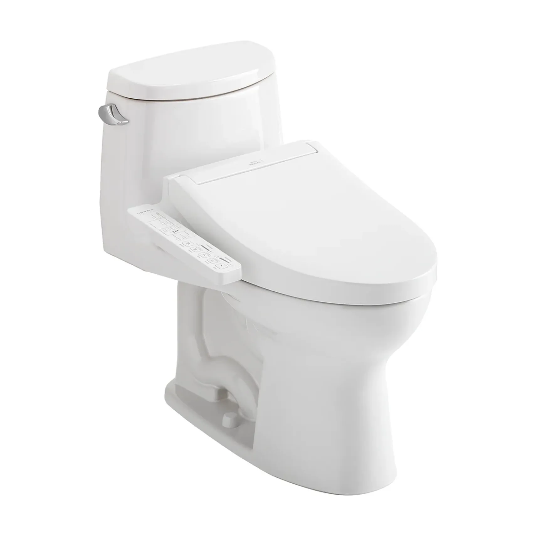 TOTO WASHLET+ UltraMax II One-Piece Elongated 1.28 GPF Toilet and WASHLET+ C2 Bidet Seat, Cotton White, Vitreous China|Plastic, MW6043074CEFG#01