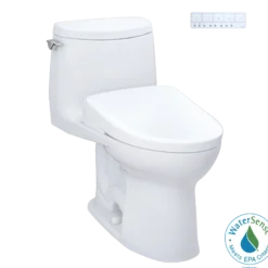 TOTO WASHLET+ UltraMax II 1G One-Piece Elongated 1.0 GPF Toilet with Auto Flush WASHLET+ S7 Contemporary Bidet Seat, Cotton White, Vitreous China|Plastic, MW6044726CUFGA#01