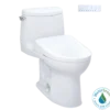TOTO WASHLET+ UltraMax II 1G One-Piece Elongated 1.0 GPF Toilet with Auto Flush WASHLET+ S7A Contemporary Bidet Seat, Cotton White, Vitreous China|Plastic, MW6044736CUFGA#01