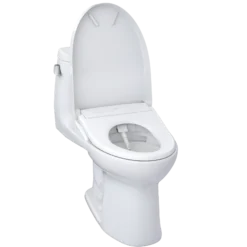 TOTO WASHLET+ UltraMax II One-Piece Elongated 1.28 GPF Toilet with Auto Flush WASHLET+ S7 Contemporary Bidet Seat, Cotton White, Vitreous China|Plastic, MW6044726CEFGA#01