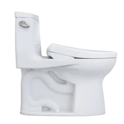 TOTO WASHLET+ UltraMax II One-Piece Elongated 1.28 GPF Toilet with Auto Flush WASHLET+ S7 Contemporary Bidet Seat, Cotton White, Vitreous China|Plastic, MW6044726CEFGA#01