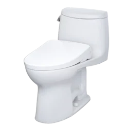 TOTO WASHLET+ UltraMax II One-Piece Elongated 1.28 GPF Toilet with Auto Flush WASHLET+ S7 Contemporary Bidet Seat, Cotton White, Vitreous China|Plastic, MW6044726CEFGA#01