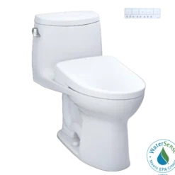 TOTO WASHLET+ UltraMax II One-Piece Elongated 1.28 GPF Toilet and WASHLET+ S7A Contemporary Bidet Seat, Cotton White, Vitreous China|Plastic, MW6044736CEFG#01