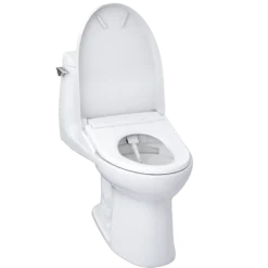 TOTO WASHLET+ UltraMax II 1G One-Piece Elongated 1.0 GPF Toilet and WASHLET+ S7A Contemporary Bidet Seat, Cotton White, Vitreous China|Plastic, MW6044736CUFG#01