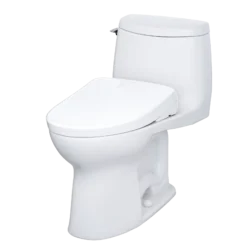 TOTO WASHLET+ UltraMax II 1G One-Piece Elongated 1.0 GPF Toilet and WASHLET+ S7A Contemporary Bidet Seat, Cotton White, Vitreous China|Plastic, MW6044736CUFG#01