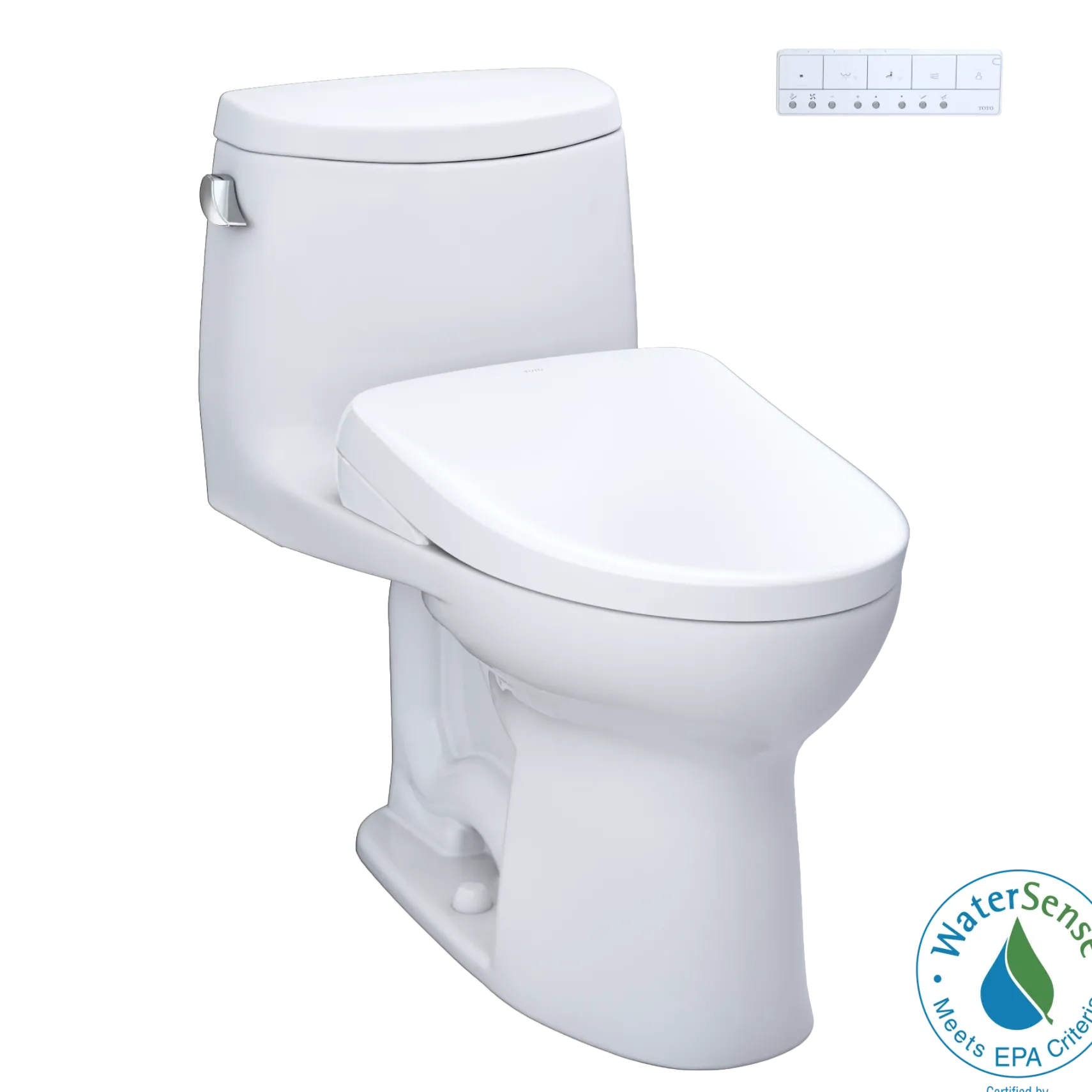 TOTO WASHLET+ UltraMax II One-Piece Elongated 1.28 GPF Toilet and WASHLET+ S7 Contemporary Bidet Seat, Cotton White, Vitreous China|Plastic, MW6044726CEFG#01