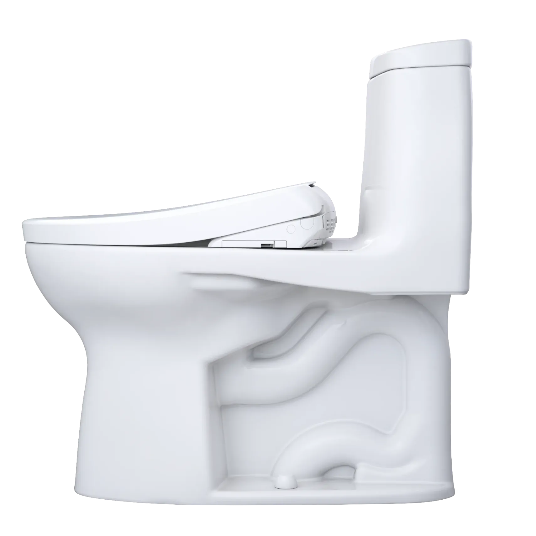 TOTO WASHLET+ UltraMax II One-Piece Elongated 1.28 GPF Toilet and WASHLET+ S7 Contemporary Bidet Seat, Cotton White, Vitreous China|Plastic, MW6044726CEFG#01