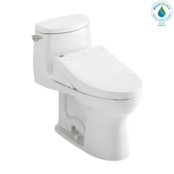 TOTO WASHLET+ UltraMax II 1G One-Piece Elongated 1.0 GPF Toilet and WASHLET+ C5 Bidet Seat, Cotton White, Vitreous China|Plastic, MW6043084CUFG#01